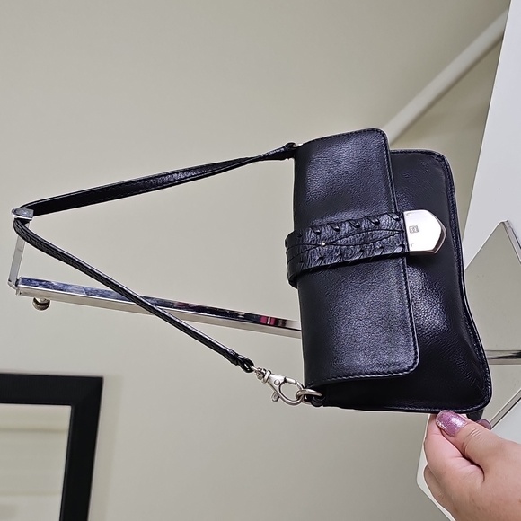 MICHAEL Michael Kors Handbags - Michael Kors Black Smooth Leather Braided Snap Detail Minibag/Wristlet EUC